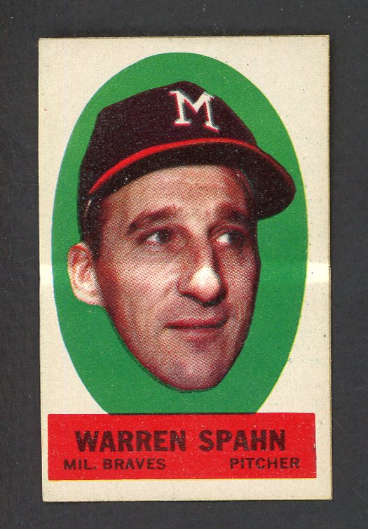 1963 Topps Peel Offs Warren Spahn Braves EX 551312