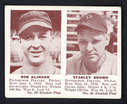 1941 Double Play #035/36 Bob Klinger Stan Brown EX 551334