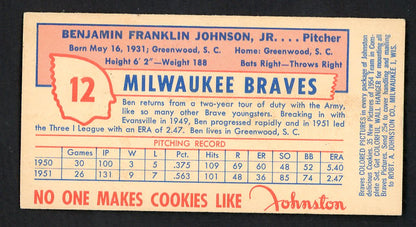 1954 Johnston Cookies #012 Ben Johnson Braves EX-MT 551366
