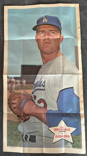 1968 Topps Baseball Posters #007 Don Drysdale Dodgers VG 551397