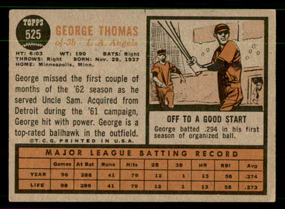 1962 Topps Baseball #525 George Thomas Angels VG-EX 551437