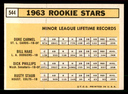 1963 Topps Baseball #544 Rusty Staub Colt .45s EX+/EX-MT 551458