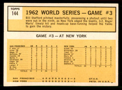 1963 Topps Baseball #144 World Series Game 3 Roger Maris EX-MT 551467