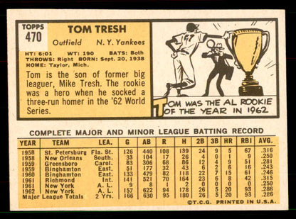 1963 Topps Baseball #470 Tom Tresh Yankees EX-MT 551471