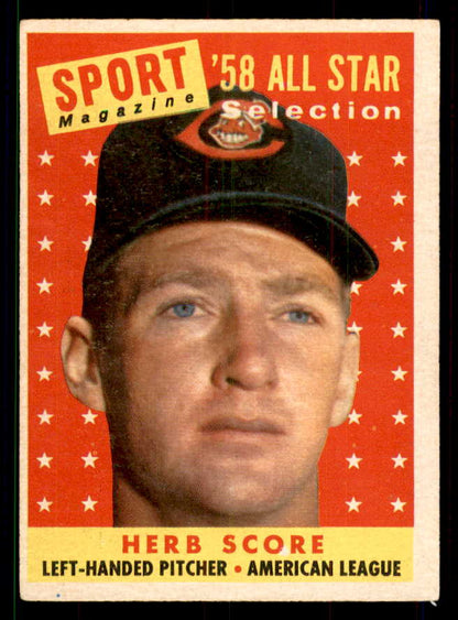 1958 Topps Baseball #495 Herb Score A.S. Indians EX 551524