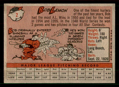 1958 Topps Baseball #002 Bob Lemon Indians EX-MT 551549