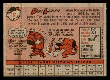 1958 Topps Baseball #161 Don Larsen Yankees VG-EX 551550