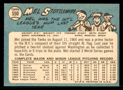1965 Topps Baseball #550 Mel Stottlemyre Yankees EX-MT 551560