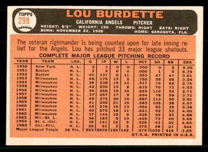 1966 Topps Baseball #299 Lou Burdette Angels EX-MT 551566