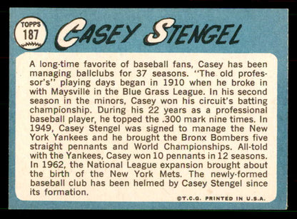 1965 Topps Baseball #187 Casey Stengel Mets EX-MT 551572