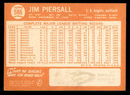 1964 Topps Baseball #586 Jimmy Piersall Angels EX-MT 551597