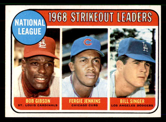 1969 Topps Baseball #012 N.L. Strike Out Leaders Bob Gibson EX-MT 551599