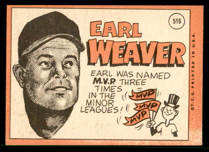 1969 Topps Baseball #516 Earl Weaver Orioles EX-MT 551604