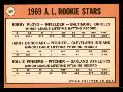 1969 Topps Baseball #597 Rollie Fingers A's EX-MT 551606