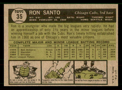 1961 Topps Baseball #035 Ron Santo Cubs EX-MT 551609