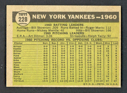 1961 Topps Baseball #228 New York Yankees Team EX-MT 551614