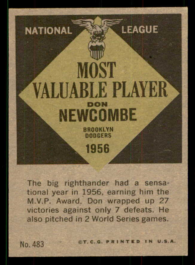 1961 Topps Baseball #483 Don Newcombe MVP Dodgers EX-MT 551617