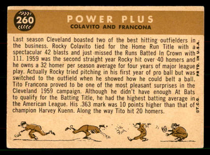 1960 Topps Baseball #260 Rocky Colavito Tito Francona VG-EX 551639