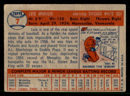 1957 Topps Baseball #007 Luis Aparicio White Sox VG 551646
