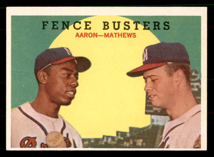 1959 Topps Baseball #212 Hank Aaron Eddie Mathews EX 551660