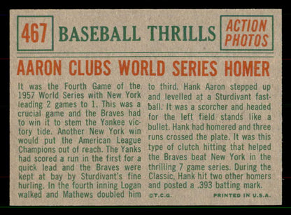1959 Topps Baseball #467 Hank Aaron IA Braves NR-MT 551662
