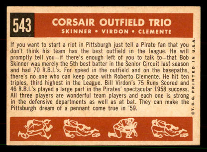 1959 Topps Baseball #543 Roberto Clemente Bill Virdon EX 551665