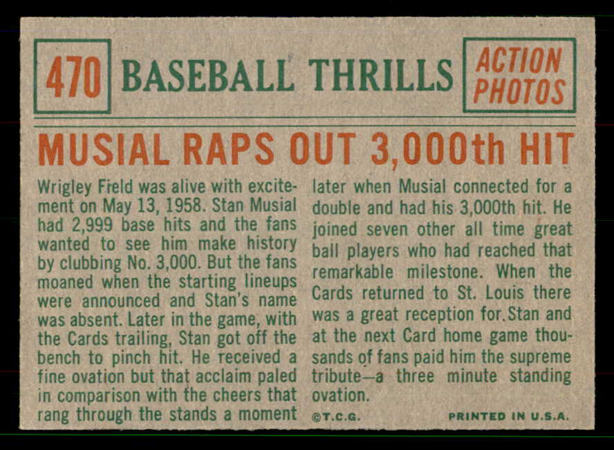 1959 Topps Baseball #470 Stan Musial IA Cardinals NR-MT 551679