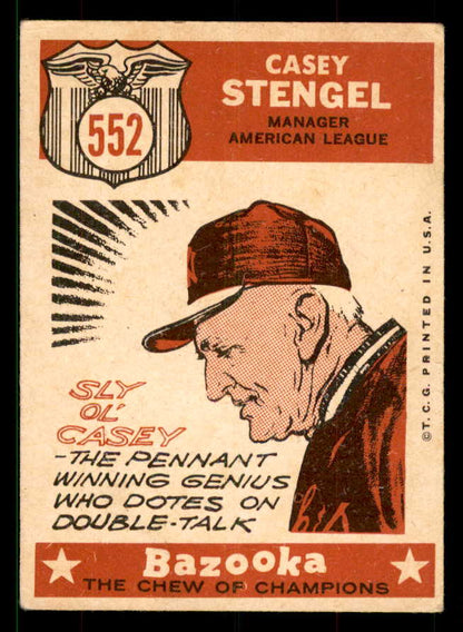 1959 Topps Baseball #552 Casey Stengel A.S. Yankees EX 551691