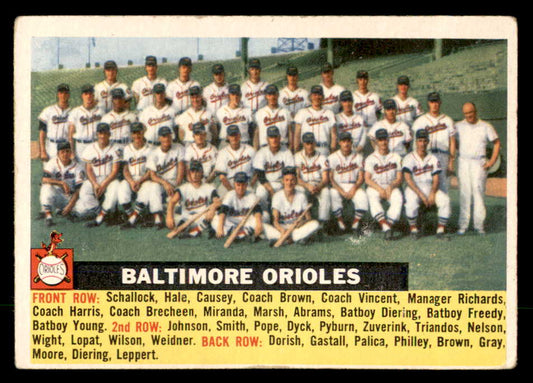 1956 Topps Baseball #100 Baltimore Orioles Team VG-EX Gray 551701