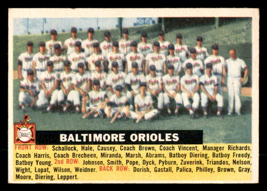 1956 Topps Baseball #100 Baltimore Orioles Team EX-MT White 551702