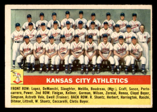 1956 Topps Baseball #236 Kansas City A's Team EX 551708