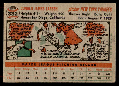 1956 Topps Baseball #332 Don Larsen Yankees VG-EX 551729