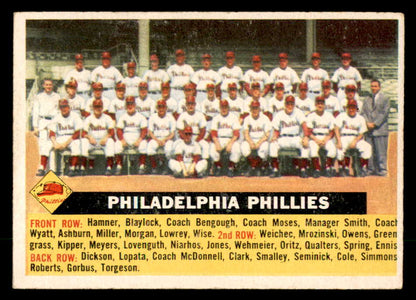 1956 Topps Baseball #072 Philadelphia Phillies Team EX+/EX-MT White 551736
