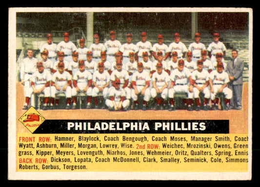 1956 Topps Baseball #072 Philadelphia Phillies Team EX+/EX-MT White 551736