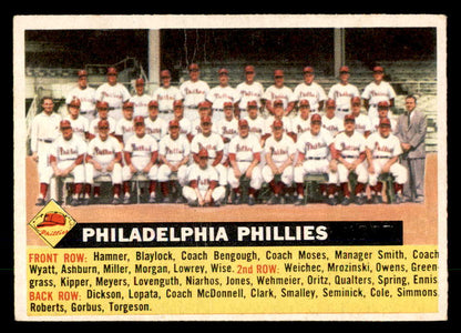 1956 Topps Baseball #072 Philadelphia Phillies Team VG-EX Gray 551745