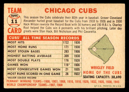 1956 Topps Baseball #011 Chicago Cubs Team EX Dated 551757