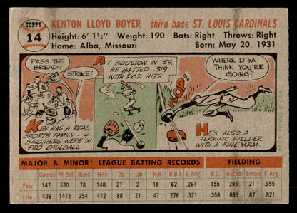 1956 Topps Baseball #014 Ken Boyer Cardinals EX Gray 551758