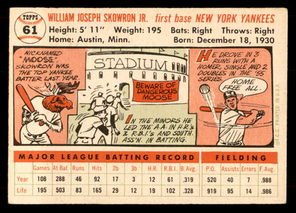 1956 Topps Baseball #061 Bill Skowron Yankees EX White 551763