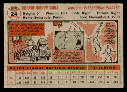 1956 Topps Baseball #024 Dick Groat Pirates EX Gray 551767