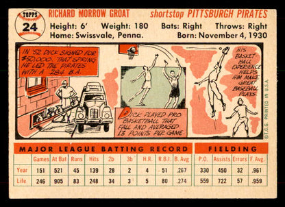 1956 Topps Baseball #024 Dick Groat Pirates EX White 551768