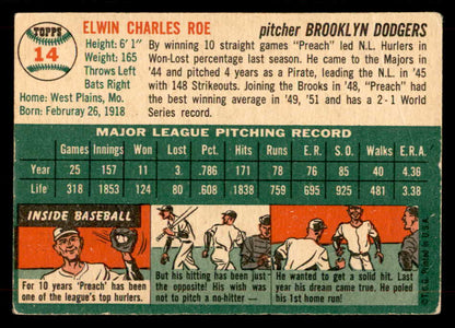 1954 Topps Baseball #014 Preacher Roe Dodgers VG-EX 551779