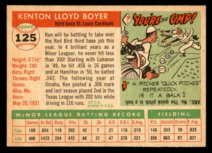 1955 Topps Baseball #125 Ken Boyer Cardinals EX-MT 551810