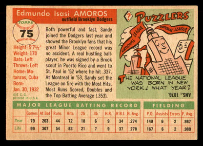 1955 Topps Baseball #075 Sandy Amoros Dodgers VG-EX 551813