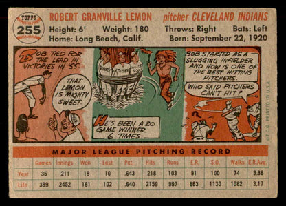 1956 Topps Baseball #255 Bob Lemon Indians EX+/EX-MT 551815