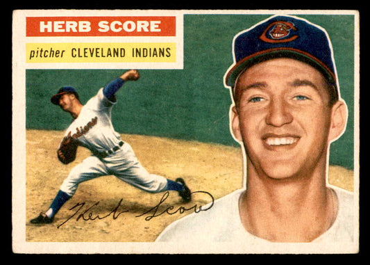 1956 Topps Baseball #140 Herb Score Indians EX+/EX-MT Gray 551817