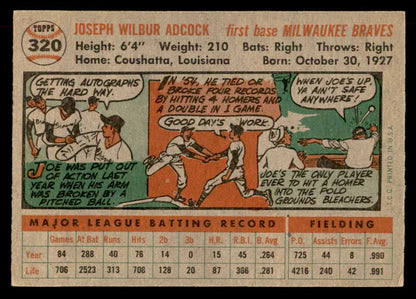 1956 Topps Baseball #320 Joe Adcock Braves EX-MT 551821