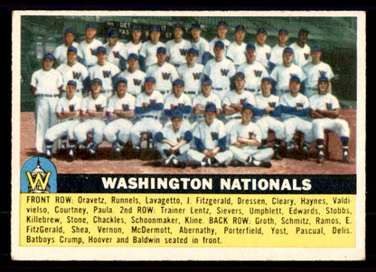 1956 Topps Baseball #146 Washington Senators Team EX-MT Gray 551825