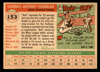 1955 Topps Baseball #153 Bud Podbielan Reds EX-MT 551828