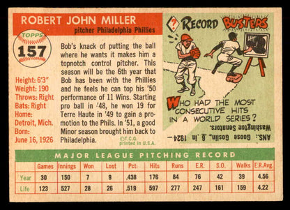 1955 Topps Baseball #157 Bob Miller Phillies EX-MT 551830