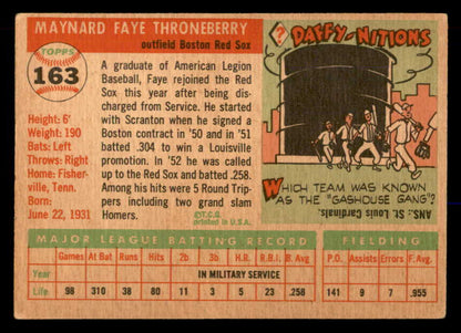 1955 Topps Baseball #163 Faye Throneberry Red Sox EX+/EX-MT 551836